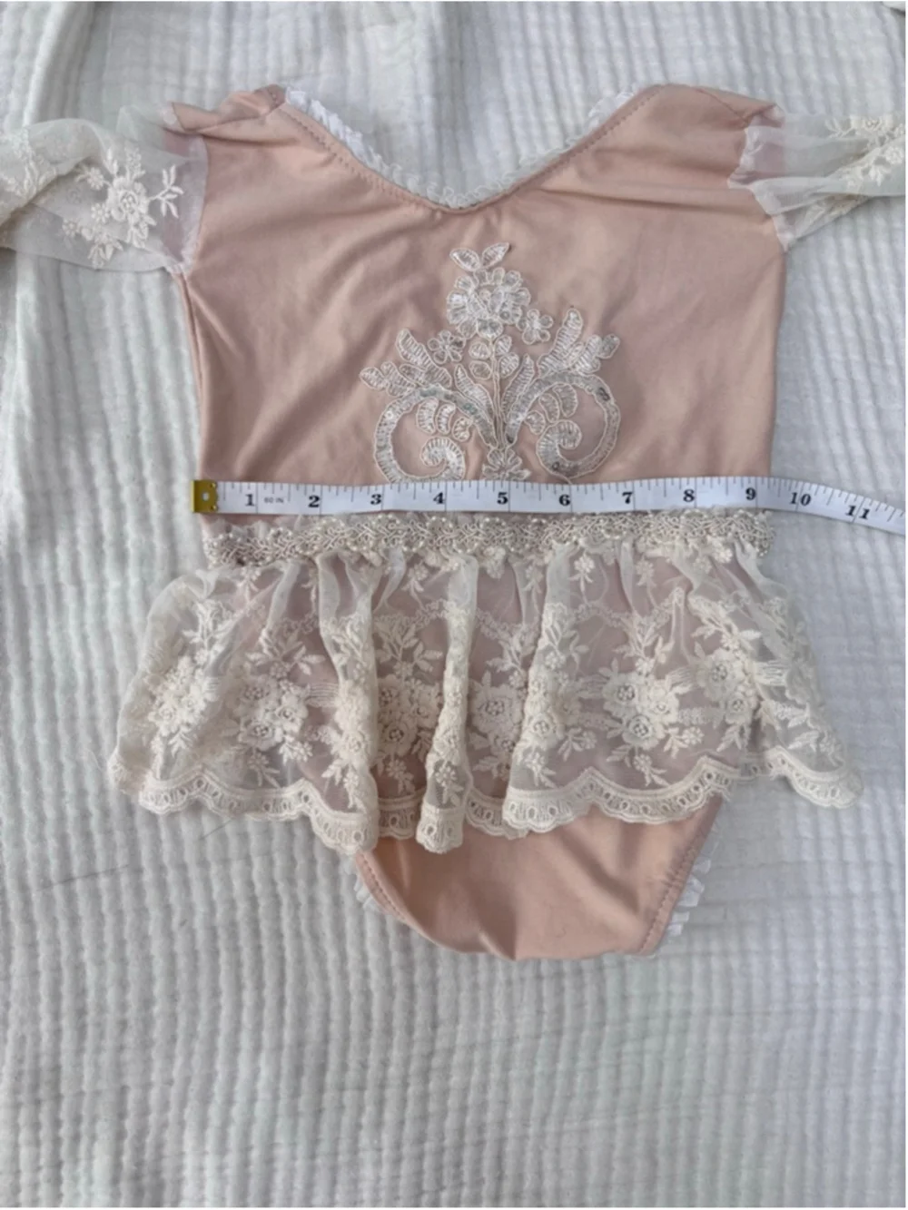 Baby Unbranded Pink & Cream Lace Ballet core Bodysuit One Size